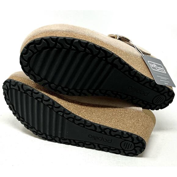 Birkenstock Papillio Fanny Ring Buckle Brown Sand Wedge Clog Mules Size 10 NEW - Picture 9 of 10